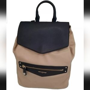 EUC Karl Lagerfeld Paris Large Tan/Black Nylon Backpack/Shoulder Bag